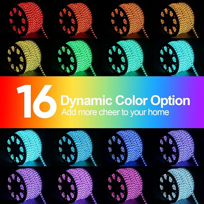 100 FT Waterproof Led Strip Lights for Outdoor Indoor, Cool White, Warm White, Blue, 16 Multiple Color Changing Led Light with Remote Control (100 feet)