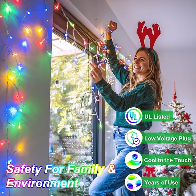 82FT 810 LED Outdoor Christmas Lights - 180 Ice Drops, 12 Modes with Timer Memory Dimmable, Waterproof Hanging Ice String Light for Holiday Wedding Garden Fence House Tree Outside Decor (Multicolor)