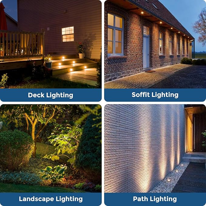 Gardencoin Outdoor Recessed LED Lights, Heavy Duty Soffit and Deck Lighting Flush Mount, 12-24V Low Voltage Landscape In Ground Well Light, Underwater Pond Light, Dimmable Widely Used, 6pack