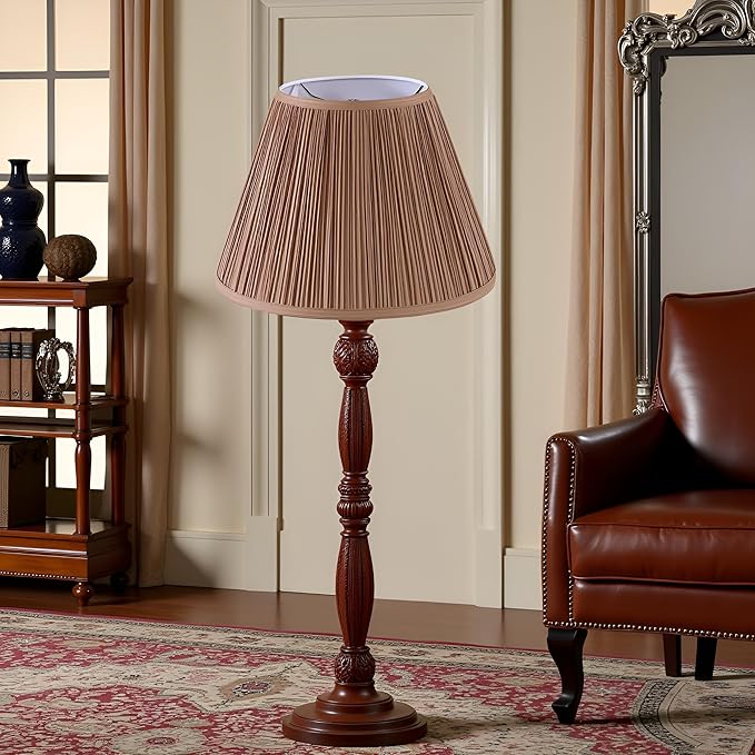 Aspen Creative 32072, Hardback Empire Transitional Spider Lamp Shade, Mushroom Pleated Sienna Brown, 7" Top x 13" Bottom x 10" Slant