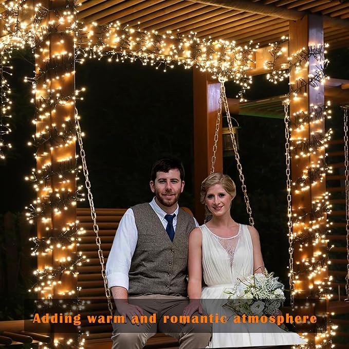 Solar Firecracker String Lights Outdoor Waterproof 120 LED Dense Spacing 8 Modes for Garden Christmas Party Patio Wedding Holiday Decor