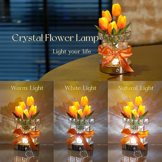 Gifts for Women – Tulip Flower LED Table Lamp, Cordless Touch Night Light, 3 Color Dimmable, Birthday Mother’s Day Valentine’s Christmas Gift for Mom, Wife, Girlfriend