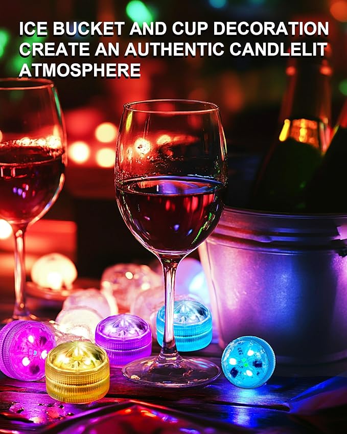 5plots 2Pack Remote Control & 10pcs Mini RGB Submersible LED Lights, Multicolor Waterproof Small Tealight Candles Battery Operated Underwater Color Changing EFX Light for Vase, Halloween Lantern