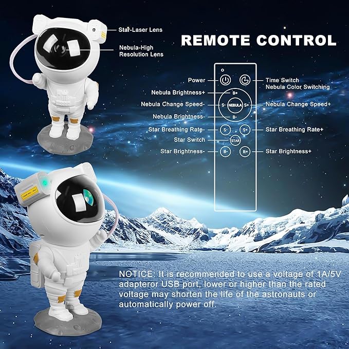 Star Projector Galaxy Night Light, Astronaut Galaxy Projector with Timer and Remote Control, Sunset lamp, Gift for Kids Adults for Bedroom, Birthdays,Christmas, Valentine's Day.