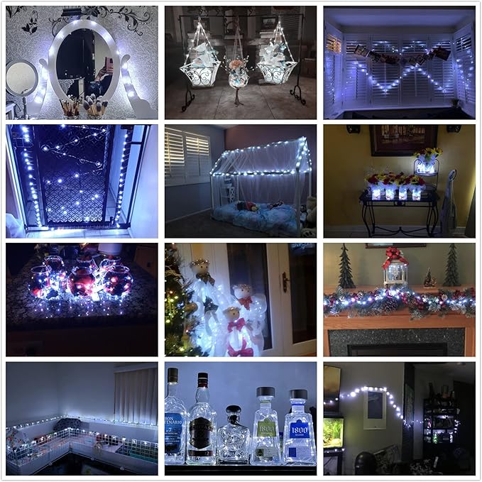 Cool White Battery Operated Fairy String Lights 7Ft 20 LED Indoor Outdoor Home Garden Windows Halloween Diwali Christmas Decoration-2Pack