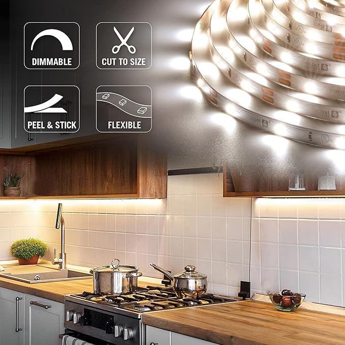 Armacost Lighting RibbonFlex Pro 12V White LED Strip Lights 30 LED/m, 3000K, 8.2 ft 141210