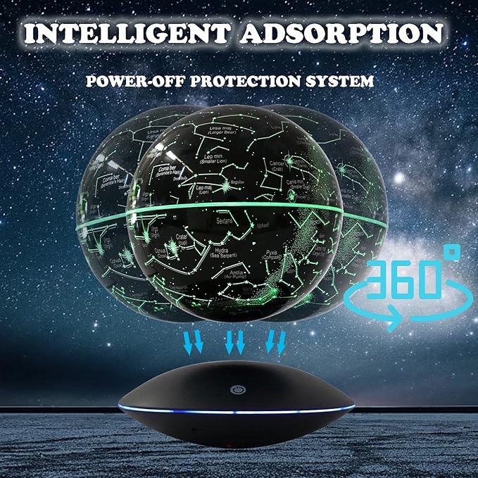 Magnetic Levitating Globe with LED Light,Floating Globes Constellation Ball Night Light Cool Tech Children Educational Gift Home Office Desk Decor