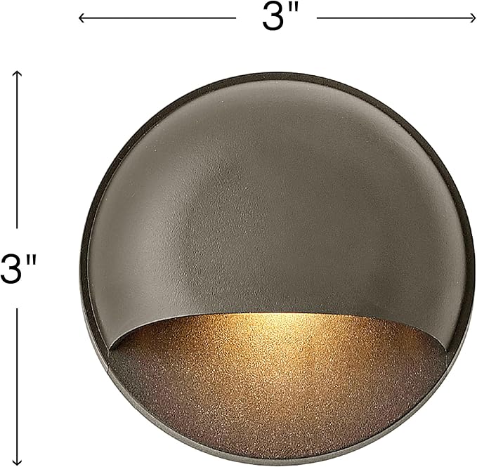 Hinkley Landscape Lighting Nuvi 15232BZ Round Low-Voltage LED Deck Sconce, Solid Vinyl Alloy, Dimmable, Mounts Flush on Surface, Bronze