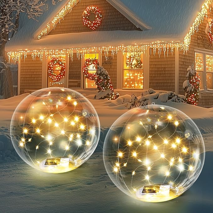 Solar Floating Pool Lights, 14" Inflatable Warm White LED Pool Lights That Float, Waterproof Pool Light Balls, Pool Accessories for Swimming Pools Yard Patio Party Outdoor Decor - 4 Pack