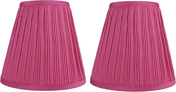Urbanest Mushroom Pleated Hardback Lamp Shade 5x9x8.5 Inch (Spider) (Fuchsia Silk, Set of 2)