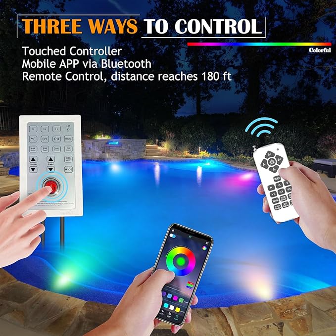 Color Changing LED Pool Light with Remote Controller, 60W 10 Inch Pool Lighting for Wet Niche, Underwater Swimming Pool Lights for Inground Pool, 100 Foot Cord