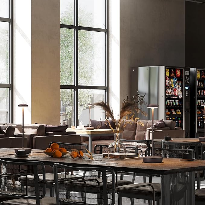 Cordless Table Lamp Rechargeable 2Pack - LED Battery Table Light with 3 Color Temperatures, Stepless Dimming, Waterproof Aluminum for Indoor Outdoor, Patio, Restaurant, Dinner (Rust)