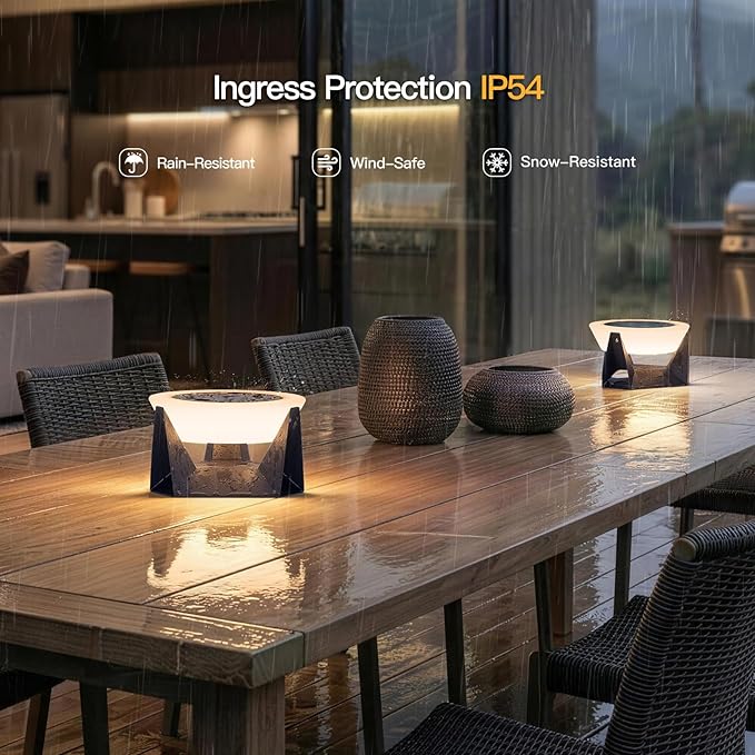 Solar Lamp, Small Solar Table Lamp, 3000K Outdoor Lanterns for Patio Waterproof, Modern Lantern Outdoor Table Lights, LED Garden Light, Dusk to Dawn Floor Lamps for Outside Deck Yard Decorative