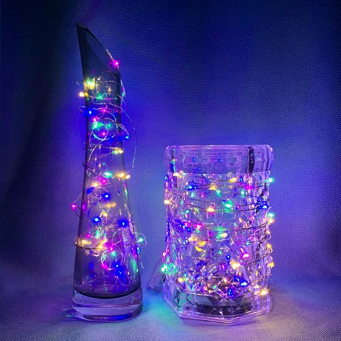 12 Pack Fairy Lights 7Ft 20 LED Twinkle String Lights 3 Modes Battery Operated Waterproof Firefly Starry for Mason Jar Party Wedding Easter Valentines Day Table Centerpieces,Multicolor-Pastel