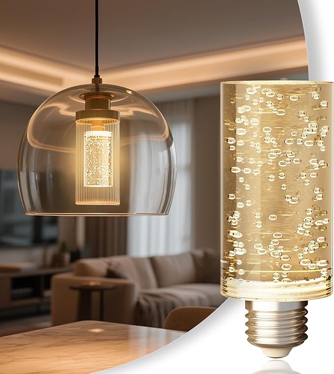 JandCase LED Bulb,5W,3000K,500LM Dimmable E26 Acrylic Bubble Bulb with Ceramic Base, Suitable for E26 Lighting Fixtures Including Chandeliers, Wall Sconces, Table Lamps, and Vanity Lights
