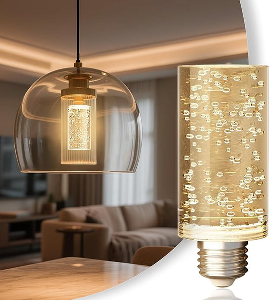 JandCase LED Bulb,5W,3000K,500LM Dimmable E26 Acrylic Bubble Bulb with Ceramic Base, Suitable for E26 Lighting Fixtures Including Chandeliers, Wall Sconces, Table Lamps, and Vanity Lights