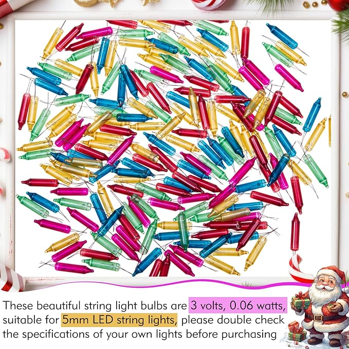 Mudder 200 Count 2.5V Christmas 50/100/150/200 Count Mini Incandescent Wire String Lights Replacement Bulbs Indoor/Outdoor Christmas Lights Decorations for Home Xmas Tree(Pastel Color)