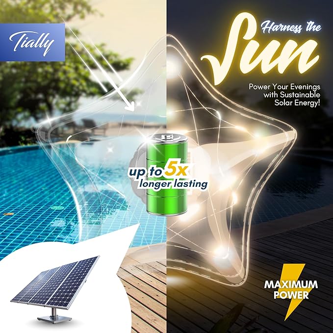 TIALLY Starfish Solar Floating Pool Lights - 14'' Star Lights Outdoor for Pool Decor, Inflatable & Hangable Outdoor Star Light, Waterproof Pool Decorations - Best Gifts for Pool Owners (2 Pack Warm)