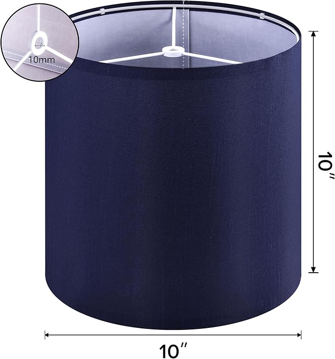 GOSO 10×10 Inches Spider Small Drum Lampshades Blue (2 PCS)，Modern Lamp Shades for Wall Lamps,Bedside Lamps and Table Lamps for Bedroom Decoration Replacement,DIY Shade Simple Assembly