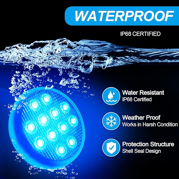 Rechargeable Pool Lights with Remote: (4 Pack) Submersible Led Light IP68 Waterproof 16 Color Changing Floating Underwater Hot Tub Lights with Magnet for Pond Bathtub Christmas Decoration