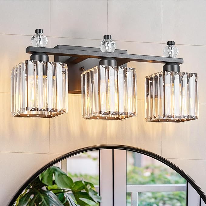 Sand Black Bathroom Vanity Lights Crystal Vanity Light Bathroom Lighting Fixtures 3 Light Modern Vanity Lighting Fixtures