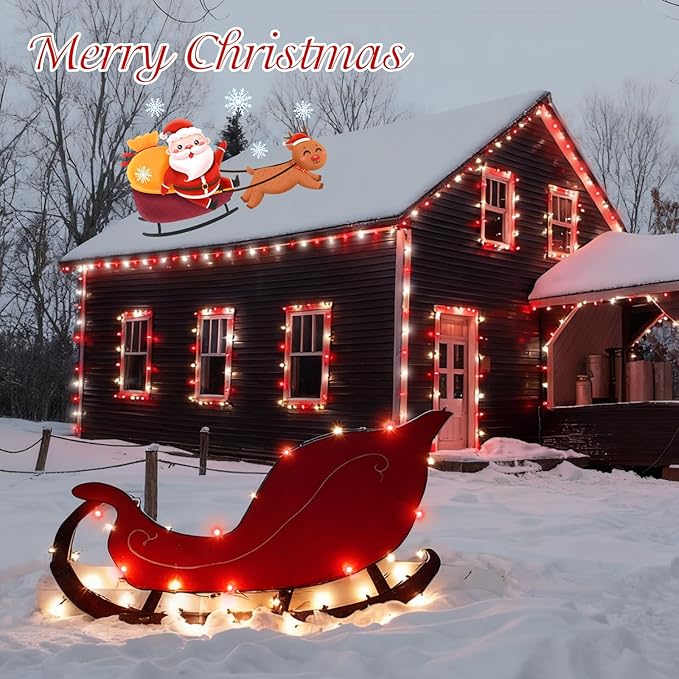 QITONG 165ft 500 LED Red and White String Lights, Christmas String Lights with Green Wire, 8 Modes Twinkle Lights Plug in