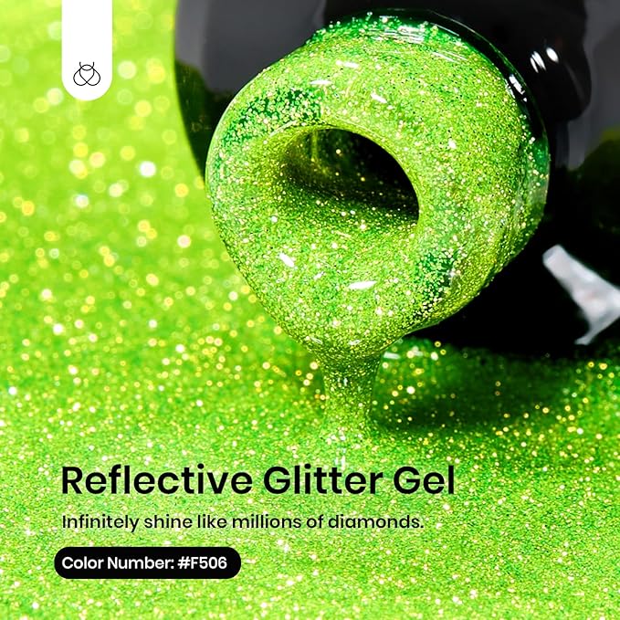 beetles Gel Polish Green Glitter Gel Nail Polish 0.51OZ Reflective Nail Art Manicure Salon DIY at Home UV LED Needed Gifts for Women Lime Shock St Patrick Day
