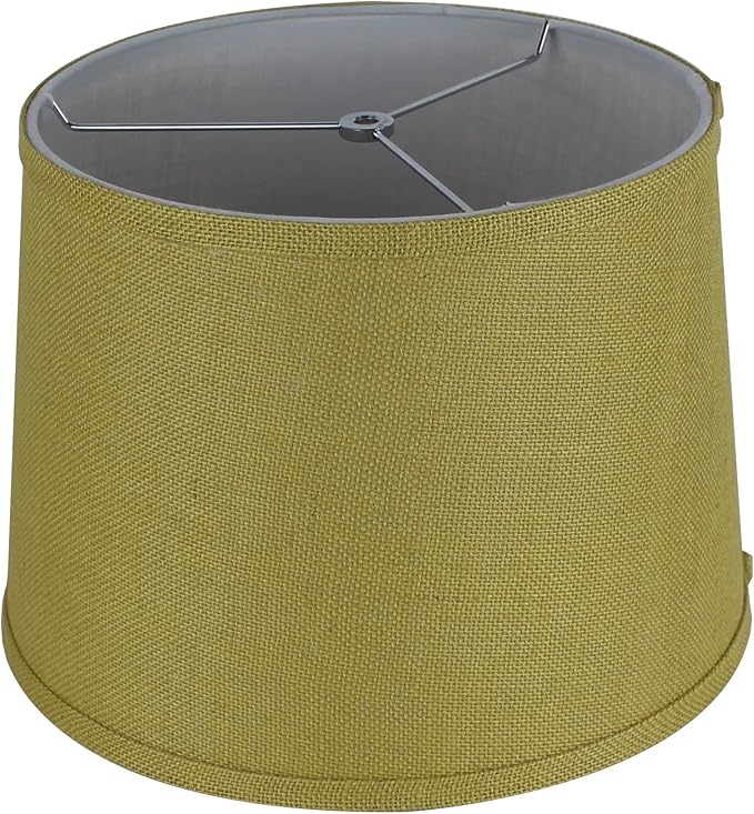 Urbanest French Drum Burlap Lampshade, 12-inch by 14-inch by 10-inch, Mustard Yellow