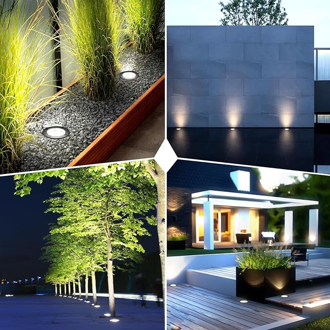 6W LED Landscape Lights, 120V Well Lights IP68 Waterproof 5500k Cool White Outdoor In-Ground Lights for Yard, Garden Patio, Pathway, 12 Pack