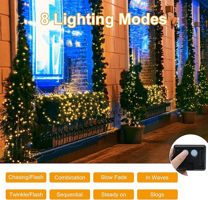 BOLWEO 2 Pack Solar Powered String Lights, Solar Fairy Lights,16.4Ft 50LED Waterproof Wire Lighting for Indoor Outdoor Christmas Tree Halloween Diwali Home Garden Decoration(Warm White)