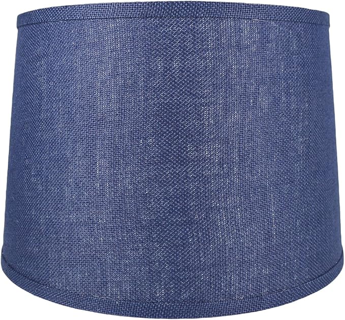 Urbanest French Drum Burlap Lampshade, 14-inch by 16-inch by 11-inch, Navy Blue