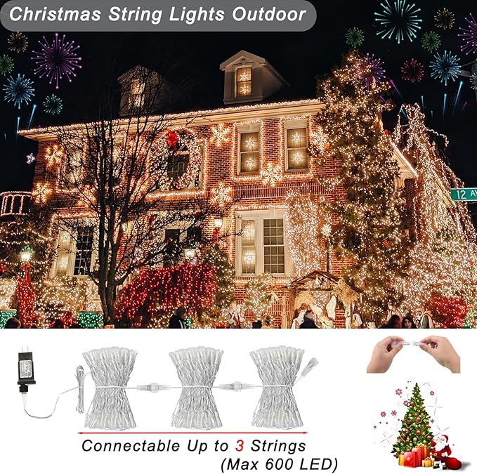 Color Changing Christmas Lights, 200 LED 35 Colors String Lights Indoor Outdoor with Remote, Waterproof Connectable Twinkle Lights Plug in for Xmas Tree Party Easter Valentine's Wedding Room Decor