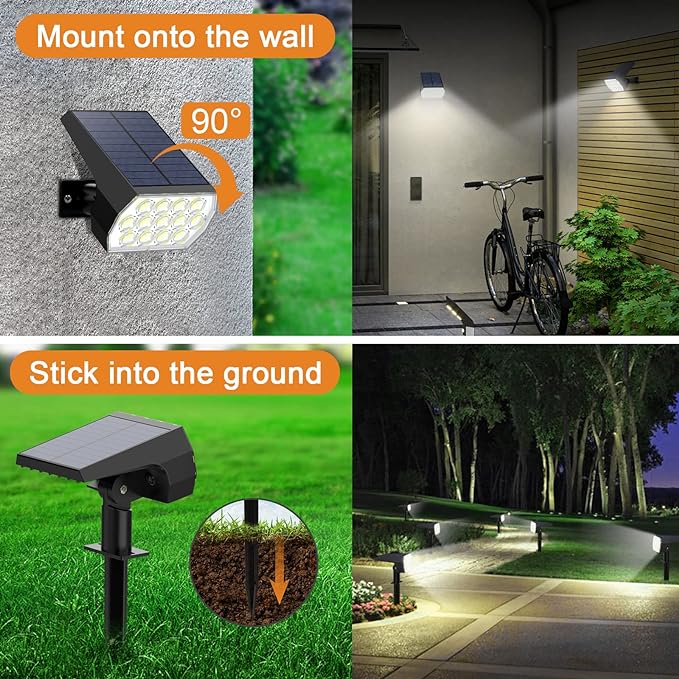 WELALO Solar Spot Lights Outdoor, [6 Pack/65 LED/3 Modes] Solar Landscape Spotlights, Solar Powered Christmas Halloween Lights, IP68 Waterproof Wall Lights for Walkway Yard Garden Driveway(Cool White)