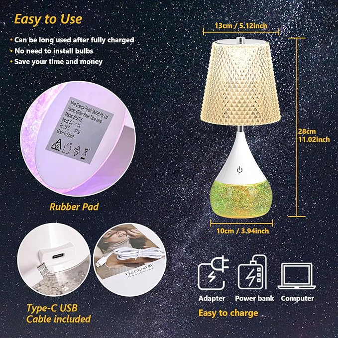 7-Color Changing LED Night Light - Soothing Mood Lamp for Bedroom, Living Room & Office - Relaxing Flashing Glass Decoration Light ((French Country))