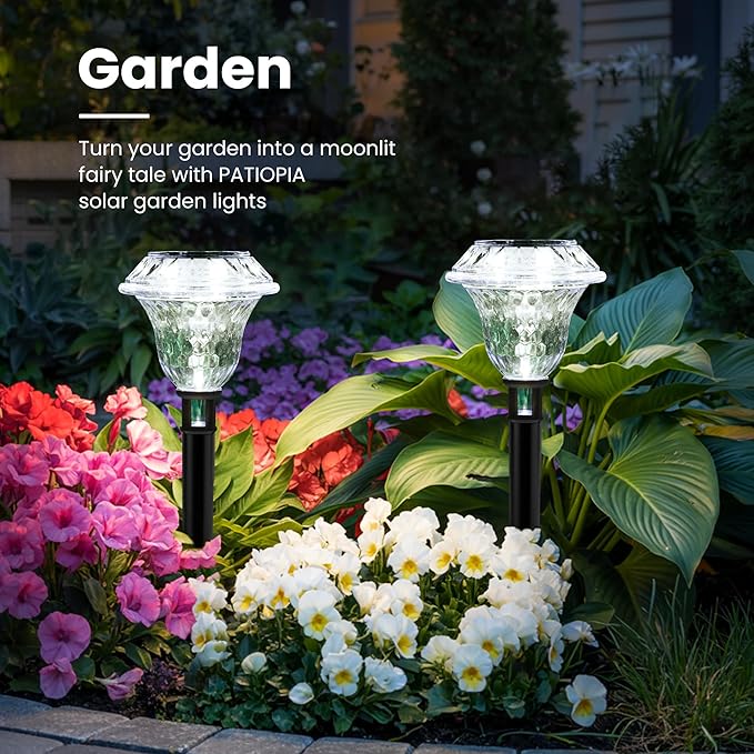 Solar Pathway Lights Garden Decor for Yard, Solar Garden Lights for Outside Waterproof Landscape Lighting, Garden Decorative for Walkway, Driveway, Yard, Landscape, Lawn (6 Pack Cold White)