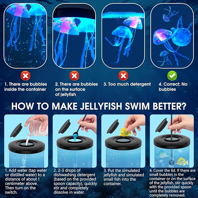 Jellyfish Lamp Bluetooth Speaker,12 White Noise Jelly Fish Table Night Light, 10 Color Changing 2 Lighting Modes,Mood Lamp for Home Office Sleep Relaxation, Gifts for Kids Children Adults,Home Decor