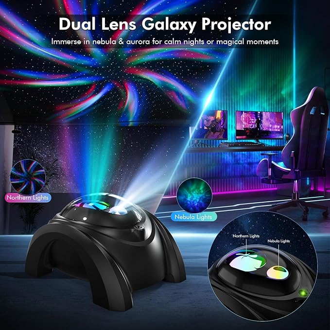 Rossetta Galaxy Projector, Star Projector for Bedroom with Bluetooth Speaker & White Noise, Remote, Timer, Night Light for Kids Room Decor, Party, Birthday & Christmas Gifts for Adults Teen Girls Boys