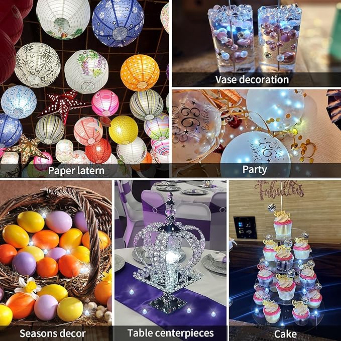 200pcs Balloon Lights Cool White Mini Led Lights Round Long Standby Time Multicolor Ball Lamps Paper Lantern Balloon Liamps for Birthday Party Christmas Halloween Decoration