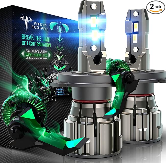 POISON SCORPION H4 Fog Lights, 6500K 600% Bulb With Fan, Pack of 2