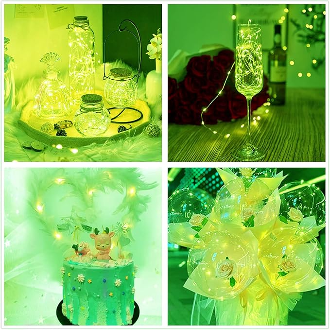 St. Patrick's Day Decor Green Fairy Lights Battery Operated 3 Speed Modes 7Ft 20 LED Mini Christmas Fairy Lights Battery Operated Fairy String Lights Waterproof Twinkle Firefly for Bedroom Tree
