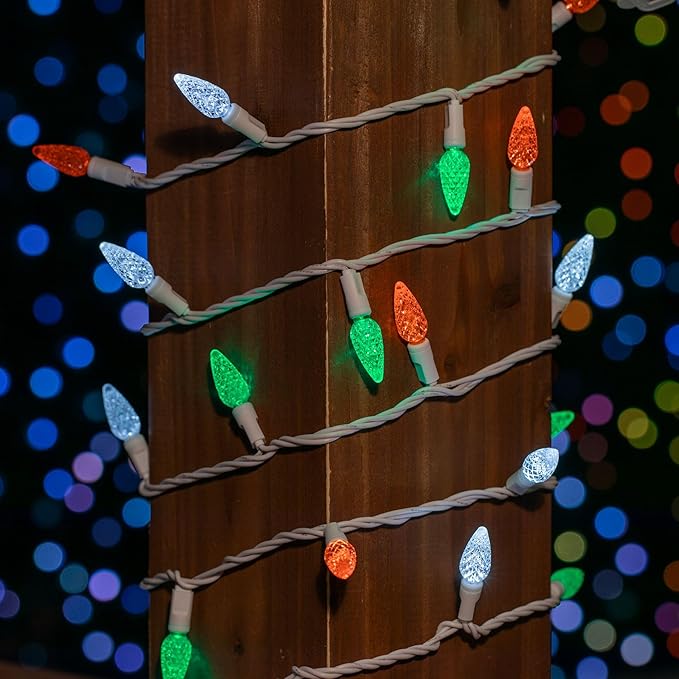‎‎‎Novelty Lights 24FT 70 LED C6 LED St. Patrick's Day String Lights, Outdoor Christmas Tree Commercial Grade LED String Lights, Christmas Lights Outdoor Tree Decorations Outdoor (Green/White/Orange)