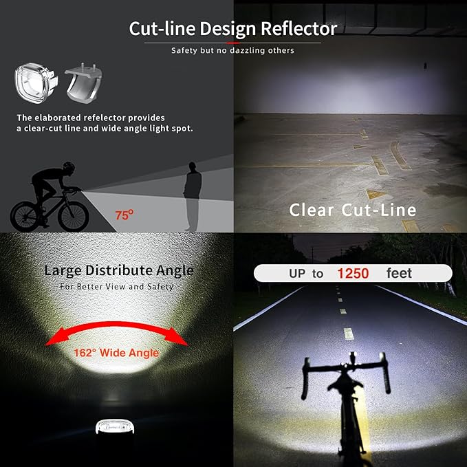 Navi 500 Smart Bike Light, Auto On/Off, 2450 mAh USB Type-C Rechargeable Bicycle Front Lamp, 530 Lumen Multi-Mod Super Bright LED Bike Light, IPX6 Waterproof, Aluminum Frame, 5 Light Modes.