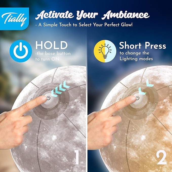 TIALLY Full Moon Floating Pool Lights Solar Powered - 14" Inflatable Light Up Pool Balls for Swimming Pool, Solar Pool Lights That Float, Best Gifts for Pool Owners (2 Pack)