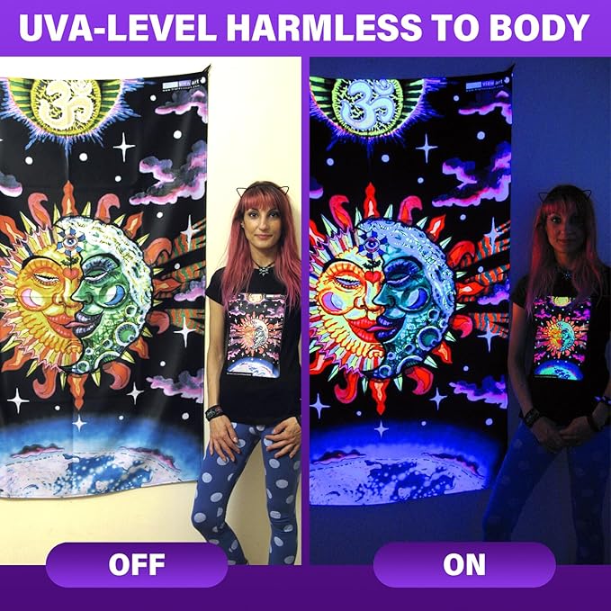 Rechargeable Black Light, Battery Powered Blacklight, Cordless 395nm UV Black Light for Neon Glow Party,Glow in The Dark, Aquarium, Body Paint, Fluorescent Poster, Halloween Party, 1 Pack