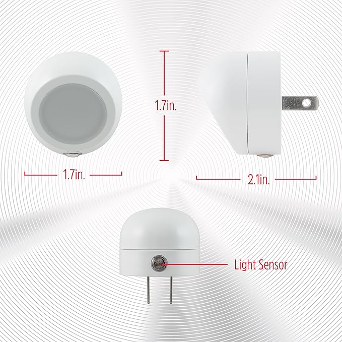 Energizer LED Rotating Night Lights Plug Into Wall Dusk to Dawn Sensor Home Decor Apartment Essentials Ambient Lighting Nightlight 40293 2 Pack