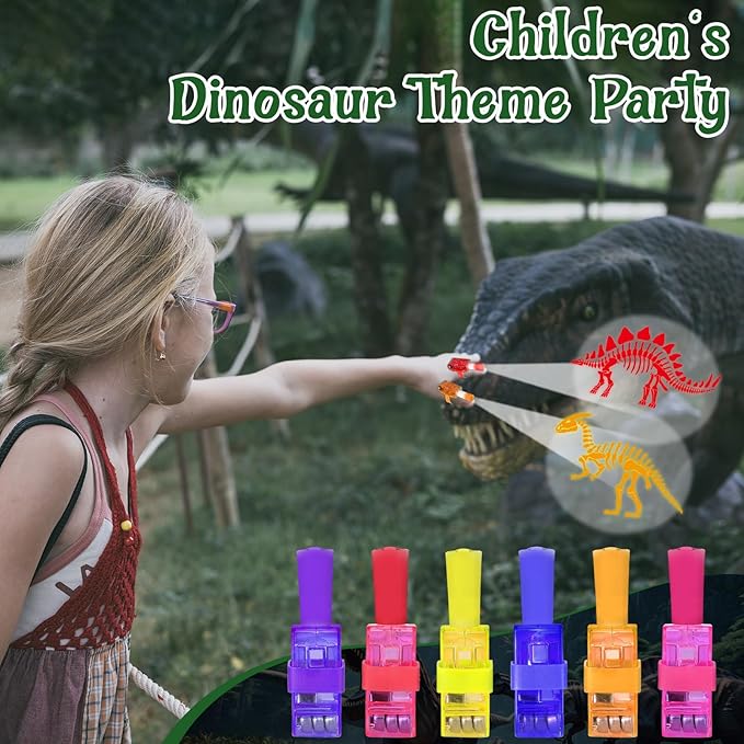 36Pcs Dinosaur LED Finger Lights Dinosaur Party Favors Glow in The Dark Light Up Finger Lights Dino Skeleton Themed Toys Bulk for Kids Birthday Party Goodie Bag Stuffer Birthday Gift Classroom Prize