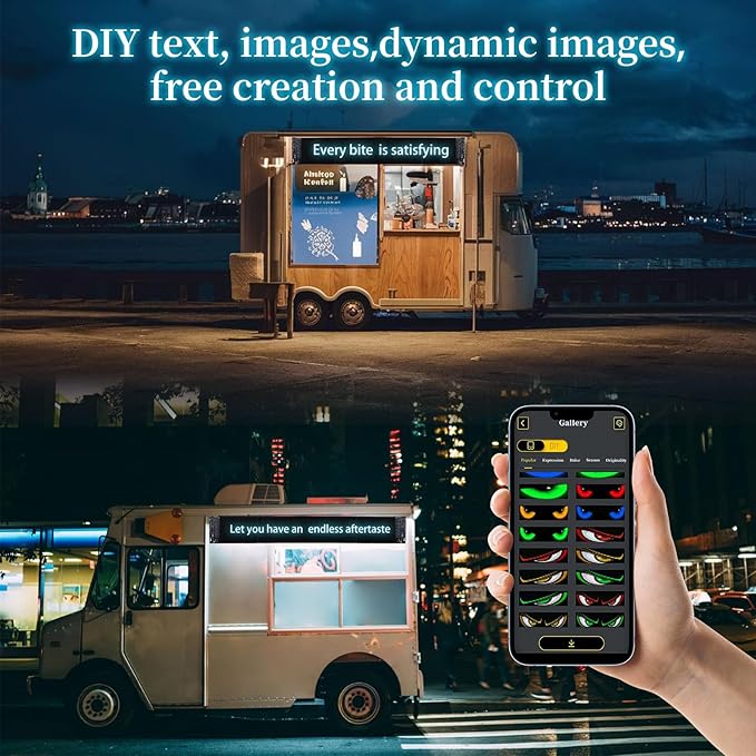 Large Size Devil Eyes Light for Windshield, 52inx7.5in Programmable LED Display for Car Windows - Flexible Waterproof Dynamic Eyes with Bluetooth App Control, Suitable for Cars and Trucks