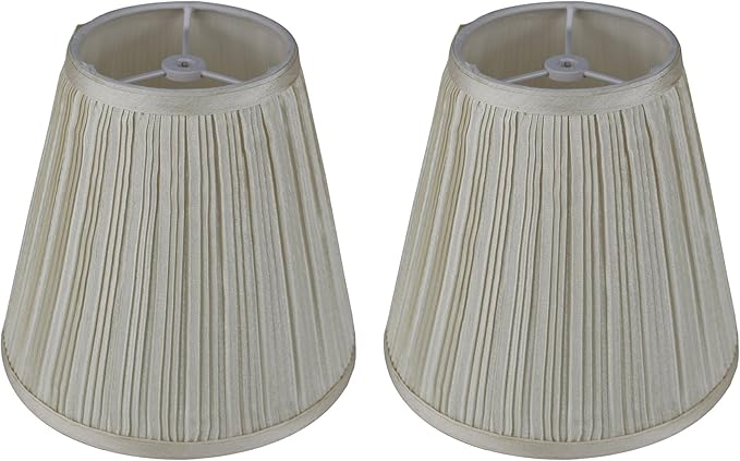 Urbanest Set of 2 Hardback Empire Lamp Shade 5-inch by 9-inch by 8.5-inch, Cream Pleated Faux Silk, Spider Washer Fitter