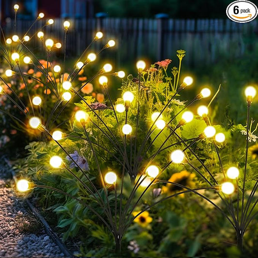 Solar Garden Lights, 60 LED Firefly Garden Lights Solar Outdoor, Solar Lights for Outside Sway by Wind,Solar Lights Outdoor Waterproof for Christmas Yard Patio Pathway Decoration (6 Pack)
