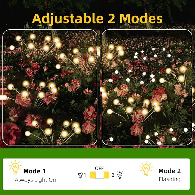 Solar Lights Outdoor - 4Packs, 32 LEDs Garden Lights Solar Powered Firefly Lights IP65 Waterproof for Lawn Yard Patio Pathway & Landscape Garden Decoration Gifts